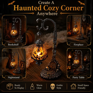 Gothic Pumpkin Lantern Stand - detail view