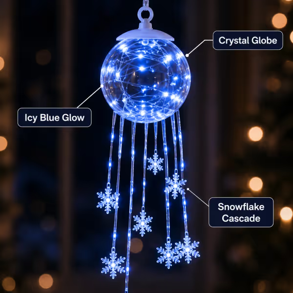 Snowflake Christmas ornament arranged with other festive holiday decorations