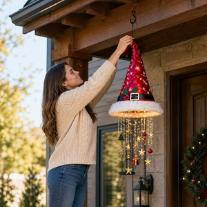 Lighted Santa Hat Hanging Chandelier - detail view