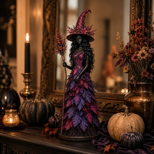 Enchanted Autumn Witch Figurine - Midnight Bloom