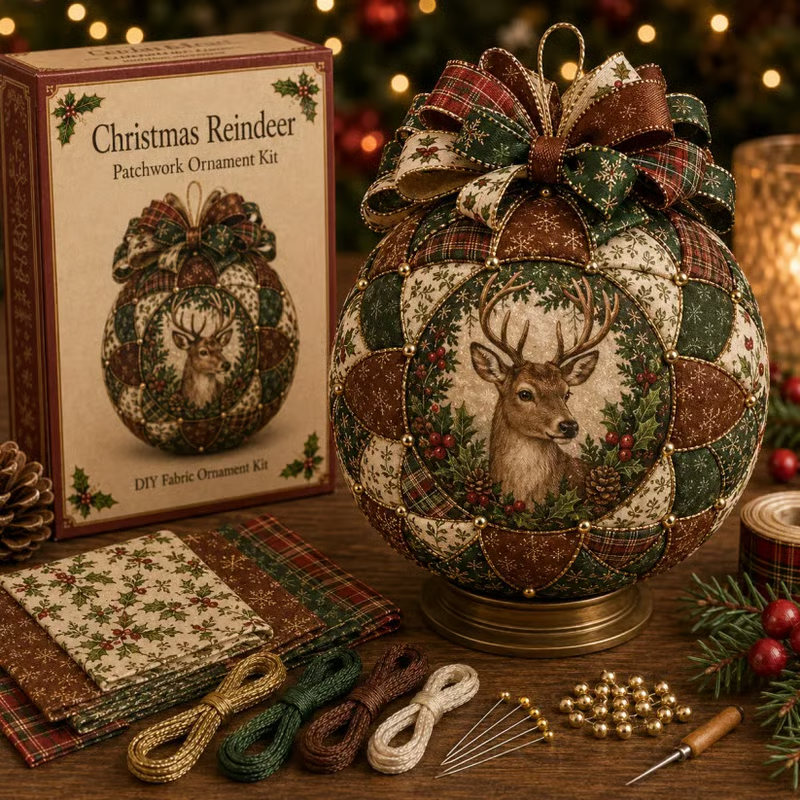 Christmas Patchwork Ornament DIY Kit - Christmas Reindeer