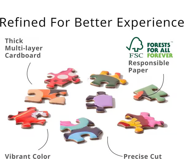 Thick multi-layer cardboard and responsibly sourced puzzle board