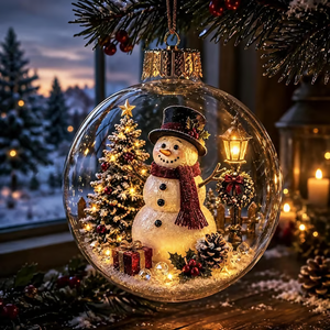 Glowing Christmas Diorama Ornament - Snowman