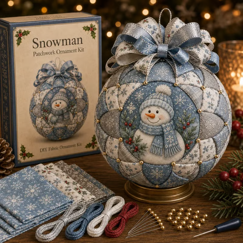 Christmas Patchwork Ornament DIY Kit - Snowman