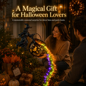 Halloween Witch Cauldron Garden Light - detail view