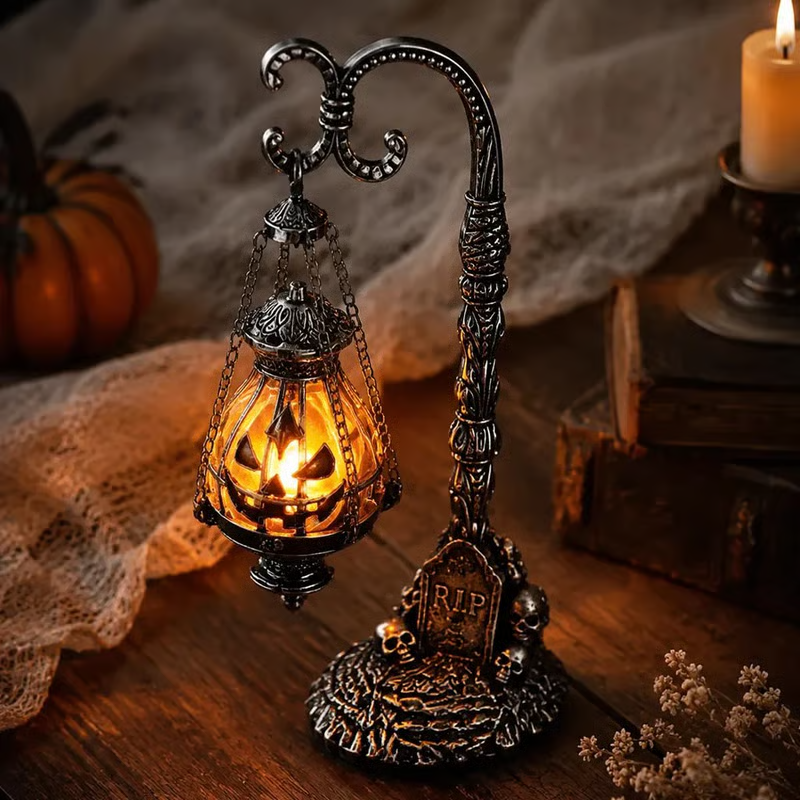 Gothic Pumpkin Lantern Stand - detail view