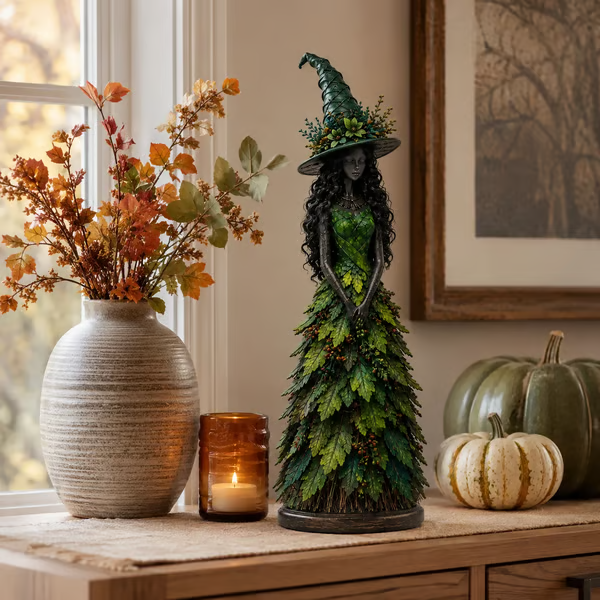 Enchanted Autumn Witch Figurine - Forest Spell
