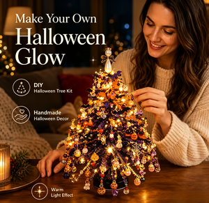 Halloween beaded tree craft kit with festive spooky decorations