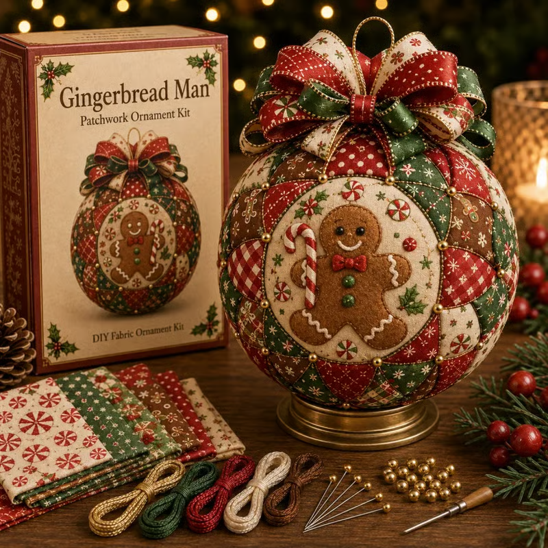 Christmas Patchwork Ornament DIY Kit - Gingerbread Man