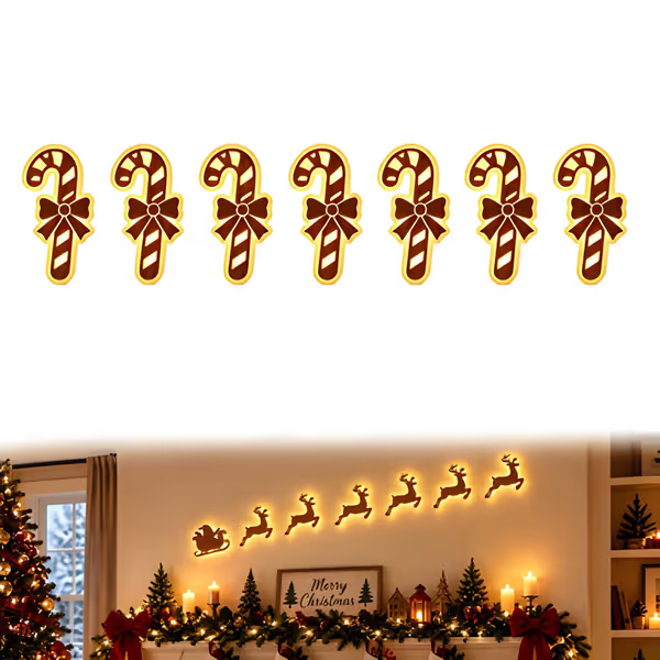 Candy cane lighted Christmas wall decoration
