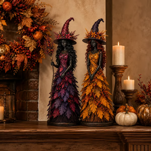 Enchanted Autumn Witch Figurine - detail view