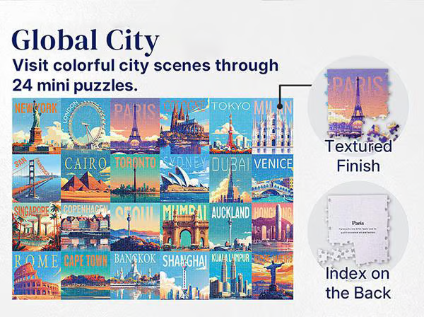 Global City Tour artwork with textured finish and indexed back