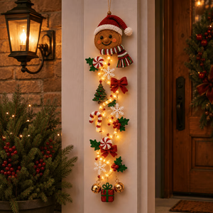Gingerbread glowing Christmas door hanger