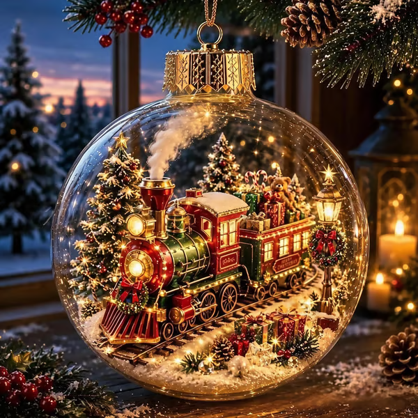 Glowing Christmas Diorama Ornament - Christmas Express