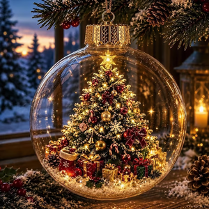 Glowing Christmas Diorama Ornament - Christmas Tree