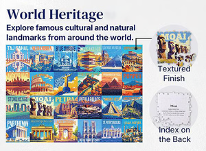 World Heritage landmarks artwork with textured finish and back index