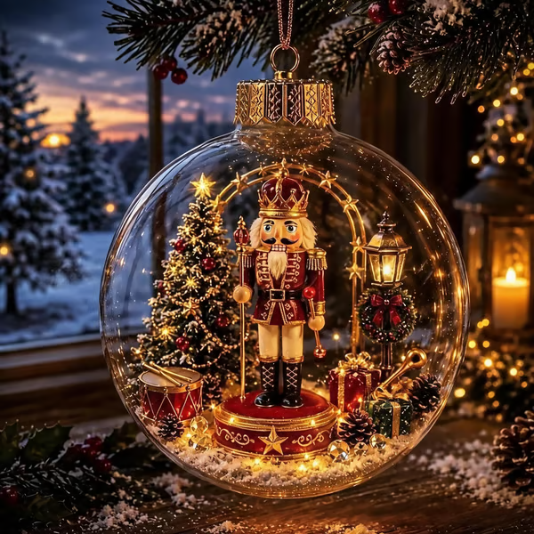 Glowing Christmas Diorama Ornament - Nutcracker