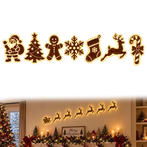 Complete set of seven lighted Christmas wall decorations