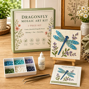 Dragonfly mosaic art kit, one-piece set with an easy step-by-step guide