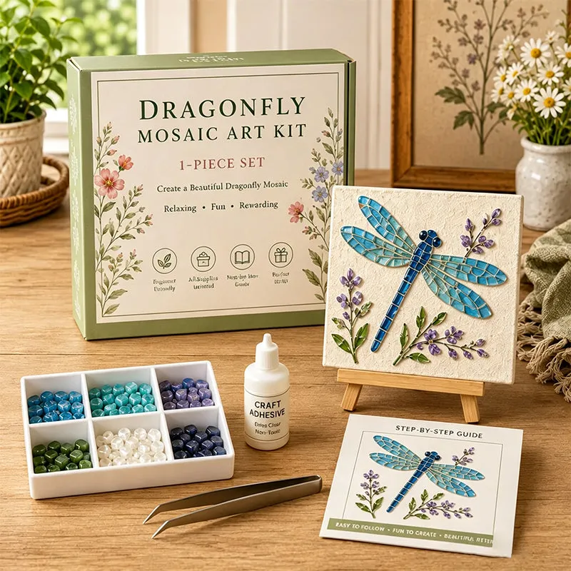Dragonfly mosaic art kit, one-piece set with an easy step-by-step guide