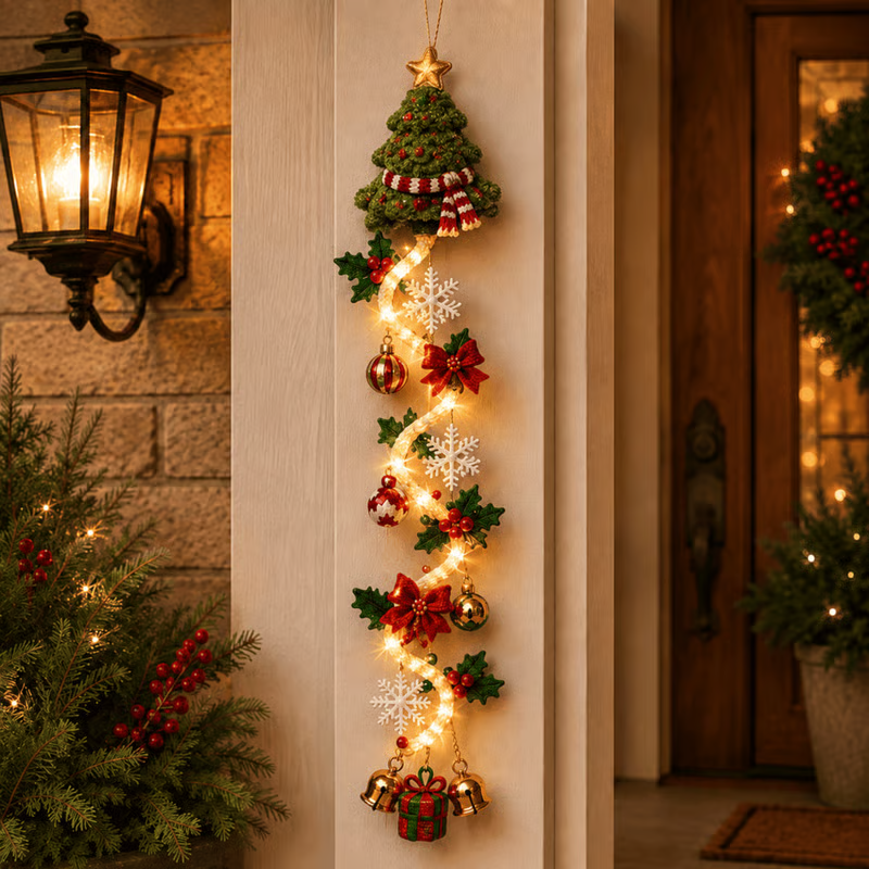 Christmas tree glowing door hanger