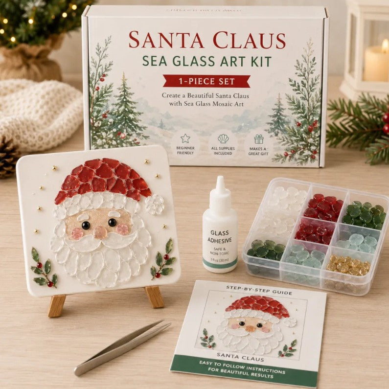 Santa Claus sea glass art kit, one-piece set for Christmas crafting